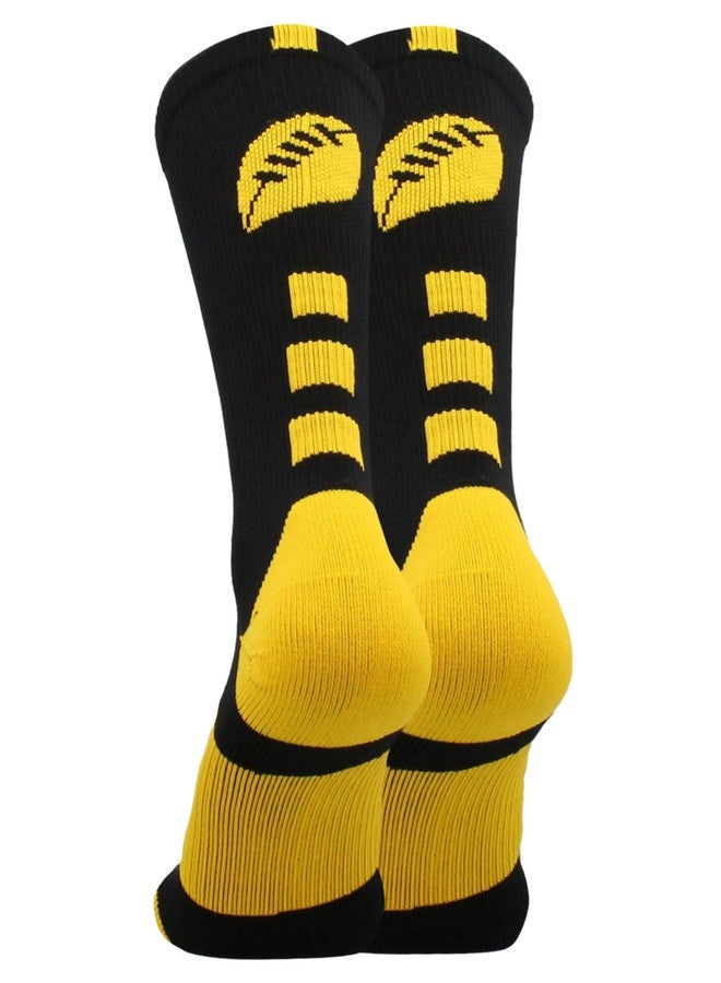 MadSportsStuff Football Logo Crew Socks (Black/Gold, Small) - Image 5